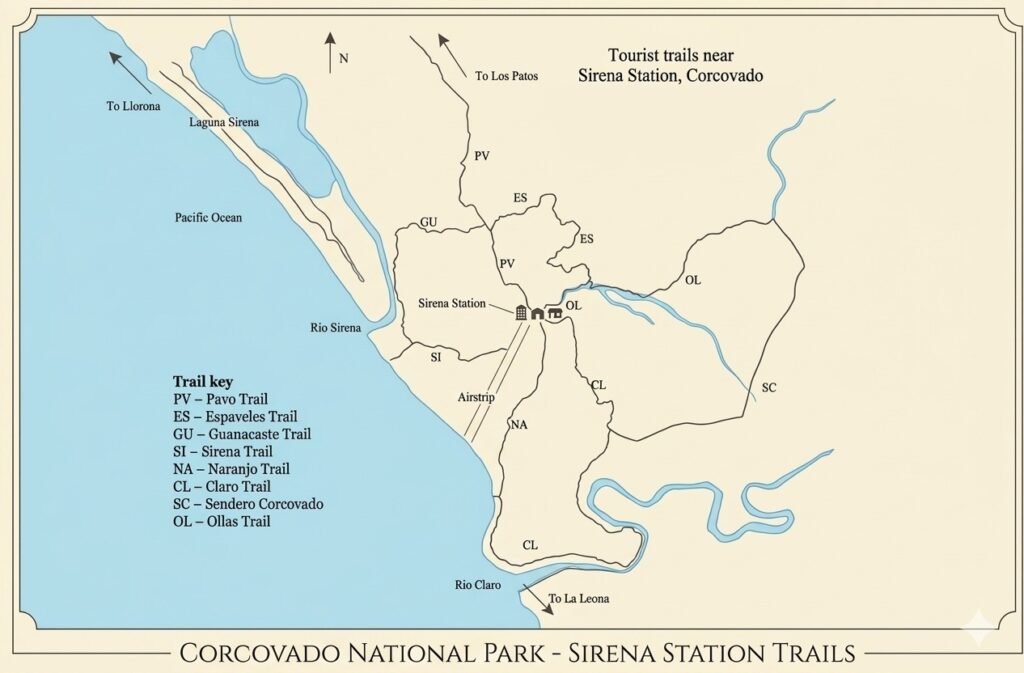 sirena station trails